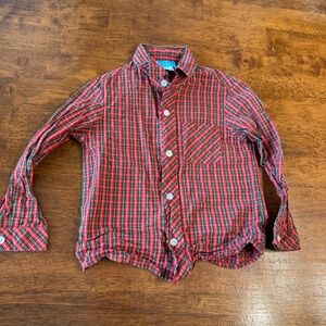 Claire & Charlie Plaid Kids button up Shirt - Red and Green size 4 100% cotton